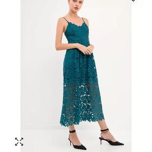ASTR the label lace midi dress- teal